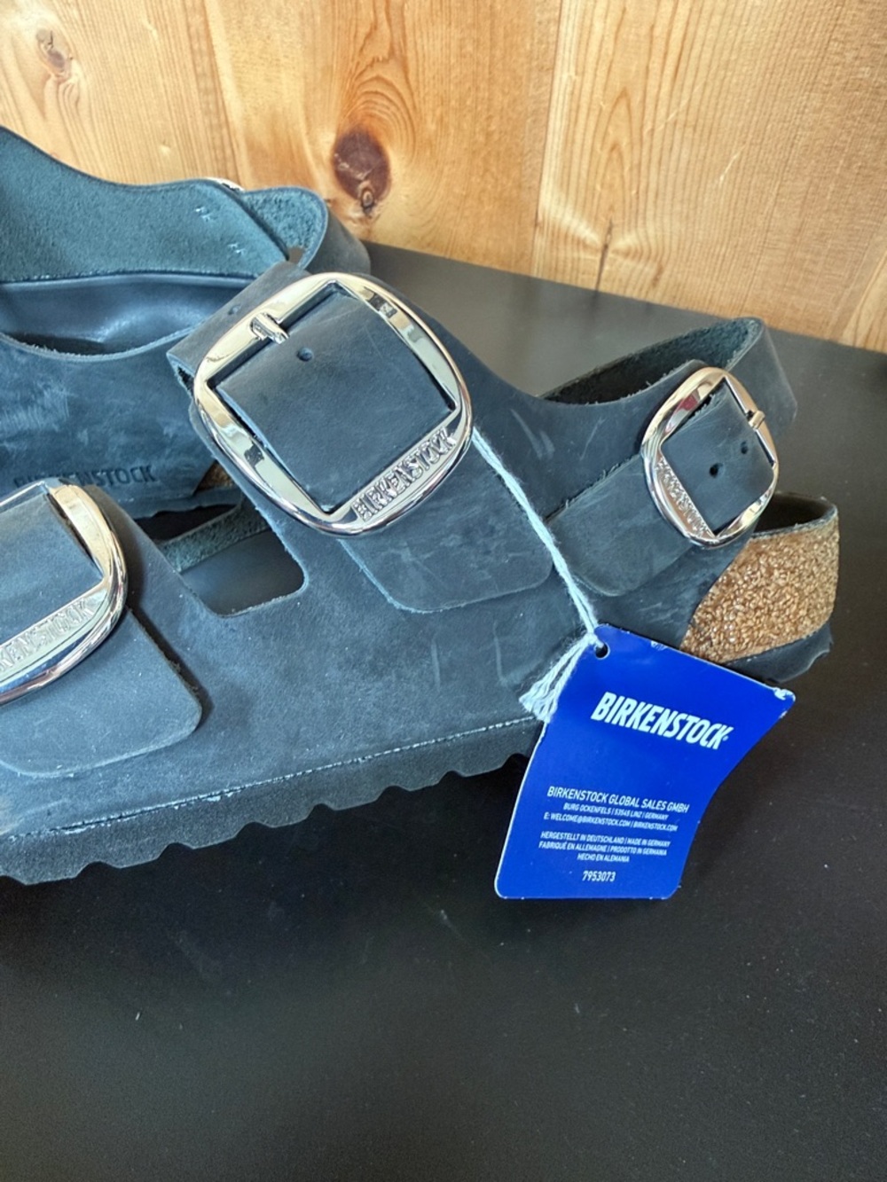 Birkenstock Black Suede Double Strap Sandals with Buckles - Picture 2 of 9